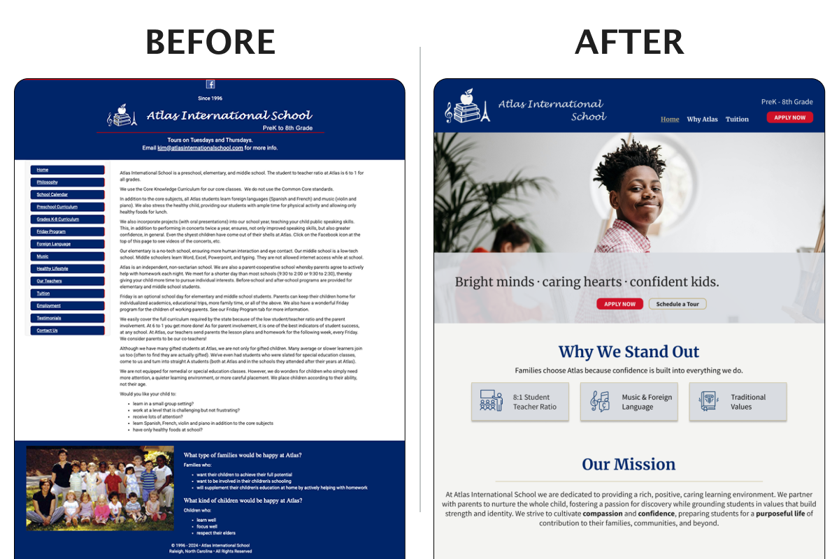 Atlas International School Website Redesign preview